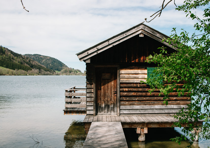 Fischerhütte am Schliersee wandern mit Kinderwagen