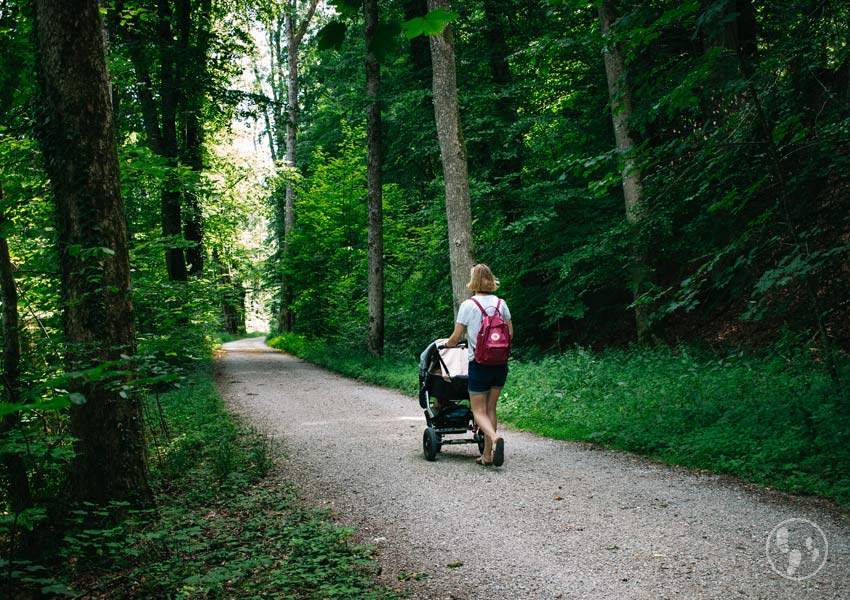 Wandern Herreninsel mit Kinderwagen