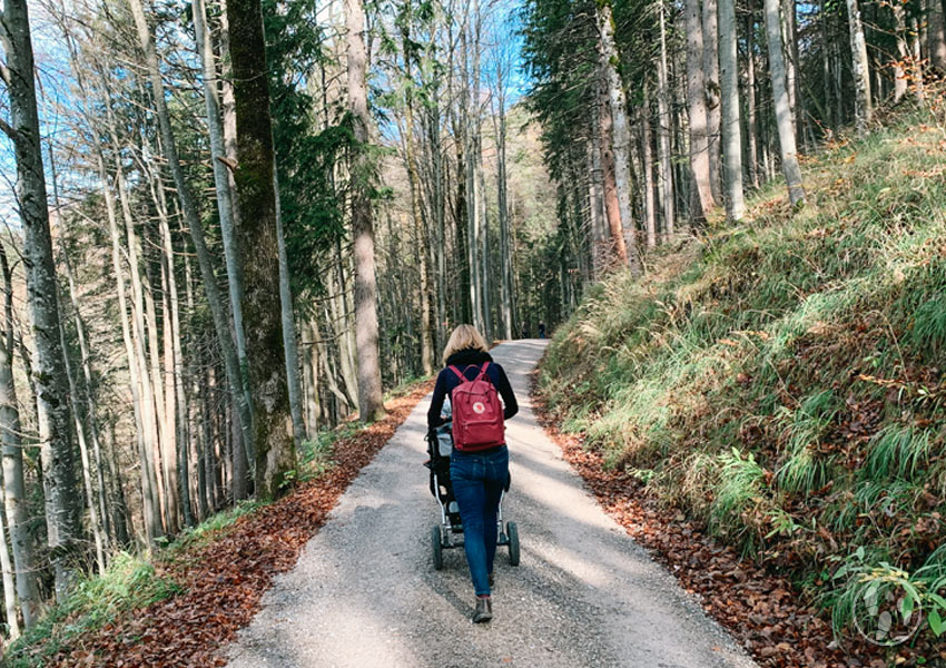 Wandern mit kinderwagen zum berggasthaus riederstein