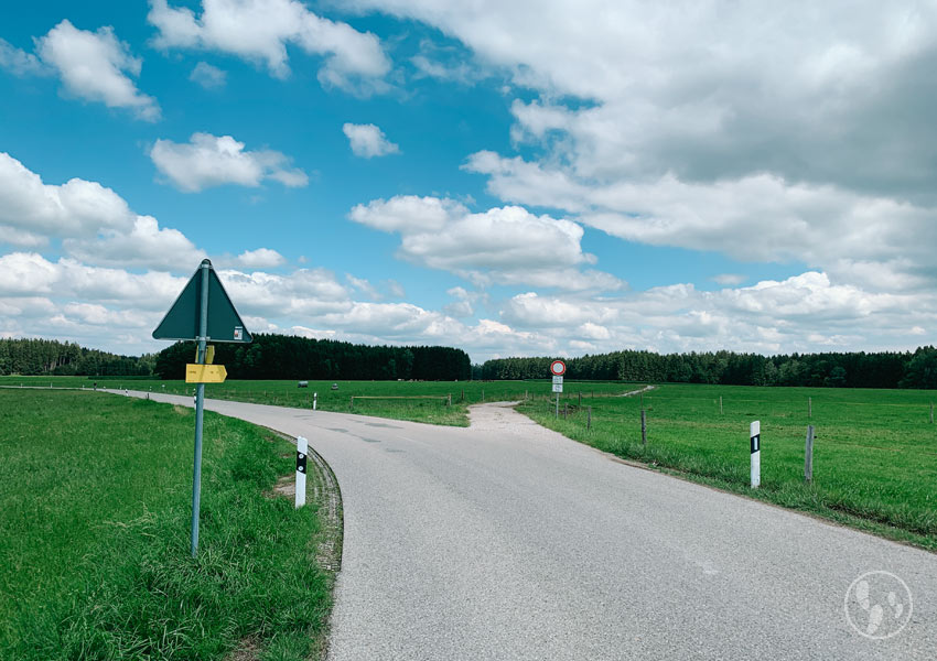 Feldweg bei Schmidham zurück nach Mitterdarching