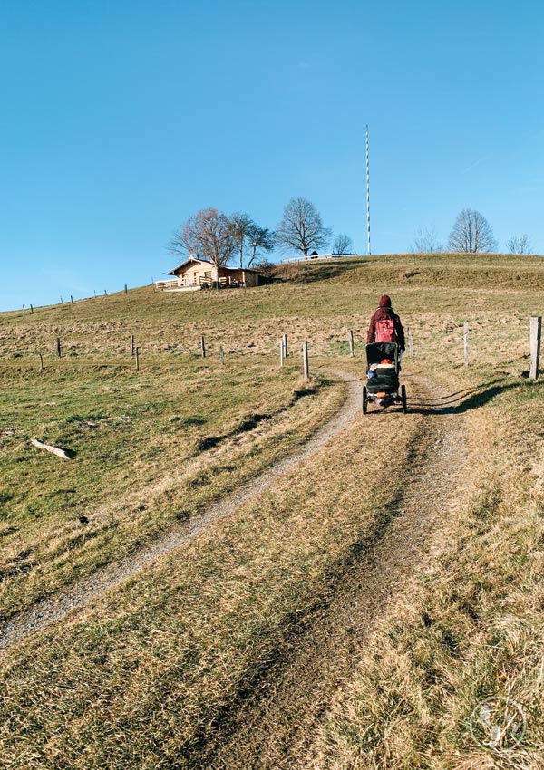 Weg mit Kinderwagen zum Weyarner Lindl