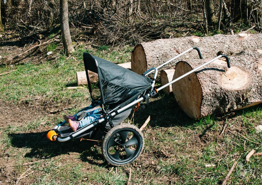 Hike Kid angelegt an Baumstämme