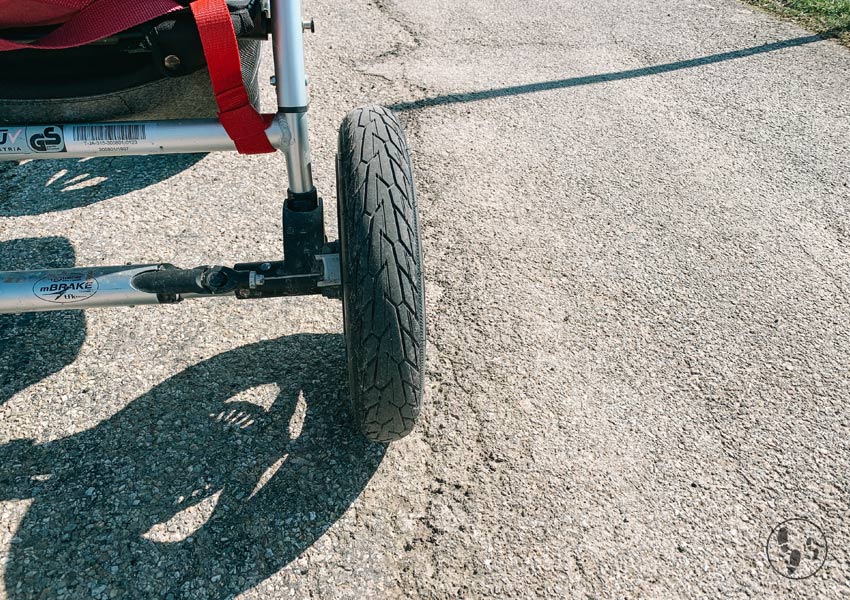 Kinderwagenwanderung auf Asphalt